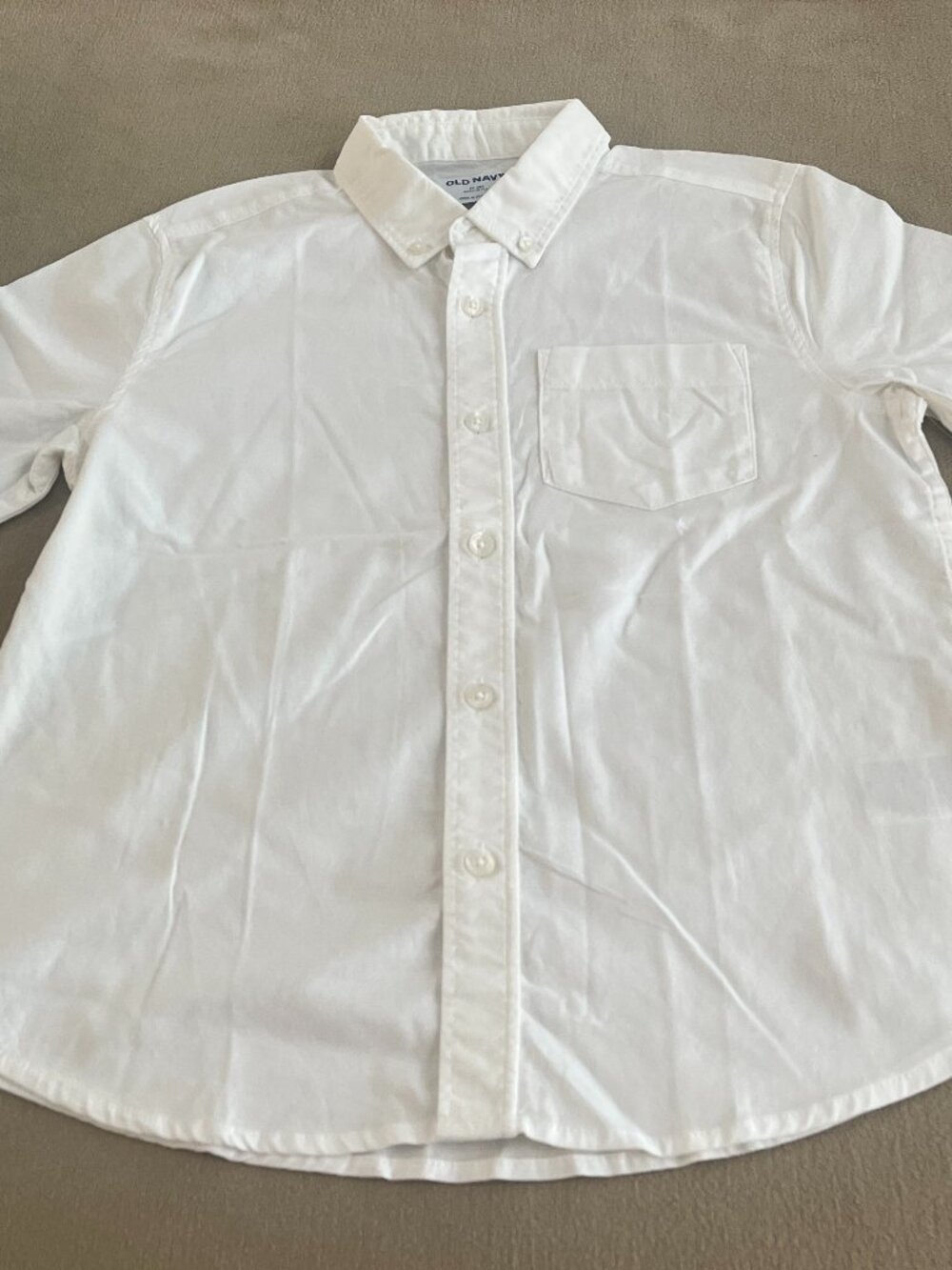 Old Navy Boys White Shirt Classic Flex Build In Short Sleeves Size M 8 NWT
